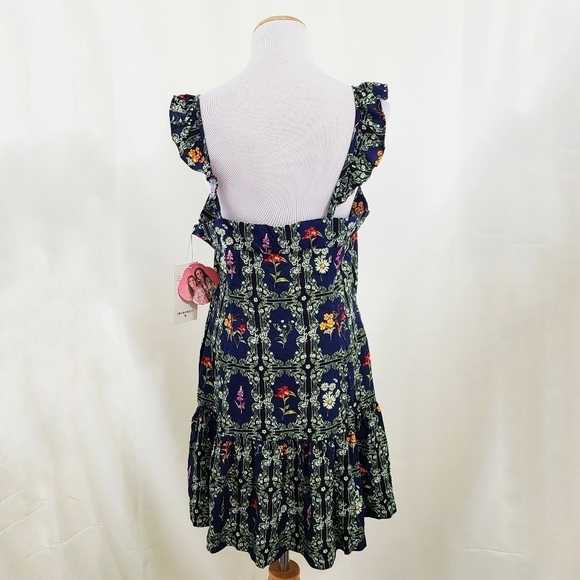 Agua Bendita x Target navy floral tile flutter mini dress size medium - Picture 3 of 6